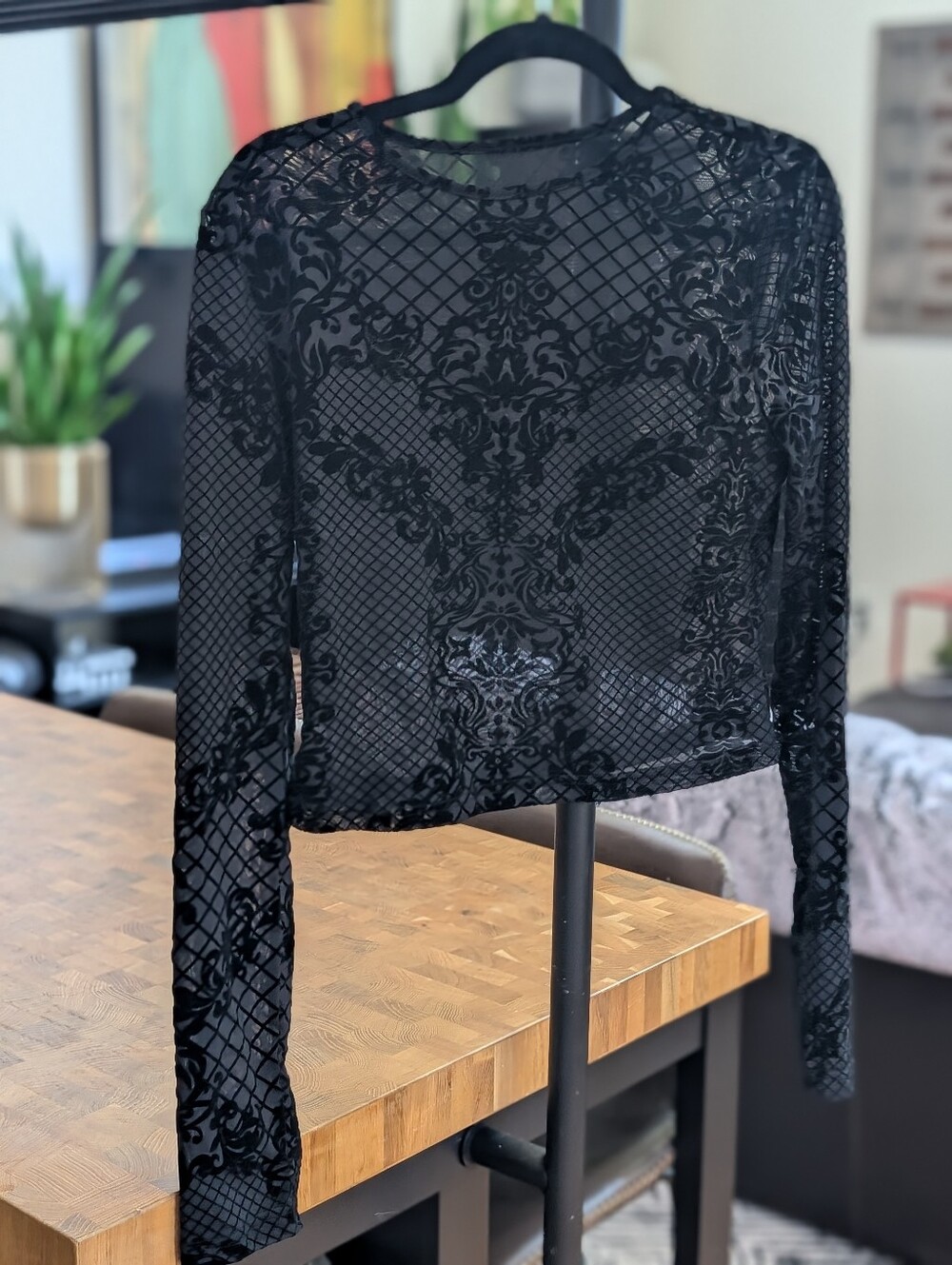 Gothic sheer mesh sheer cropped top